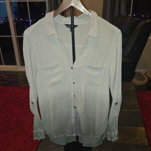 Rock And Republic Womens Gray Button-Up Shirt